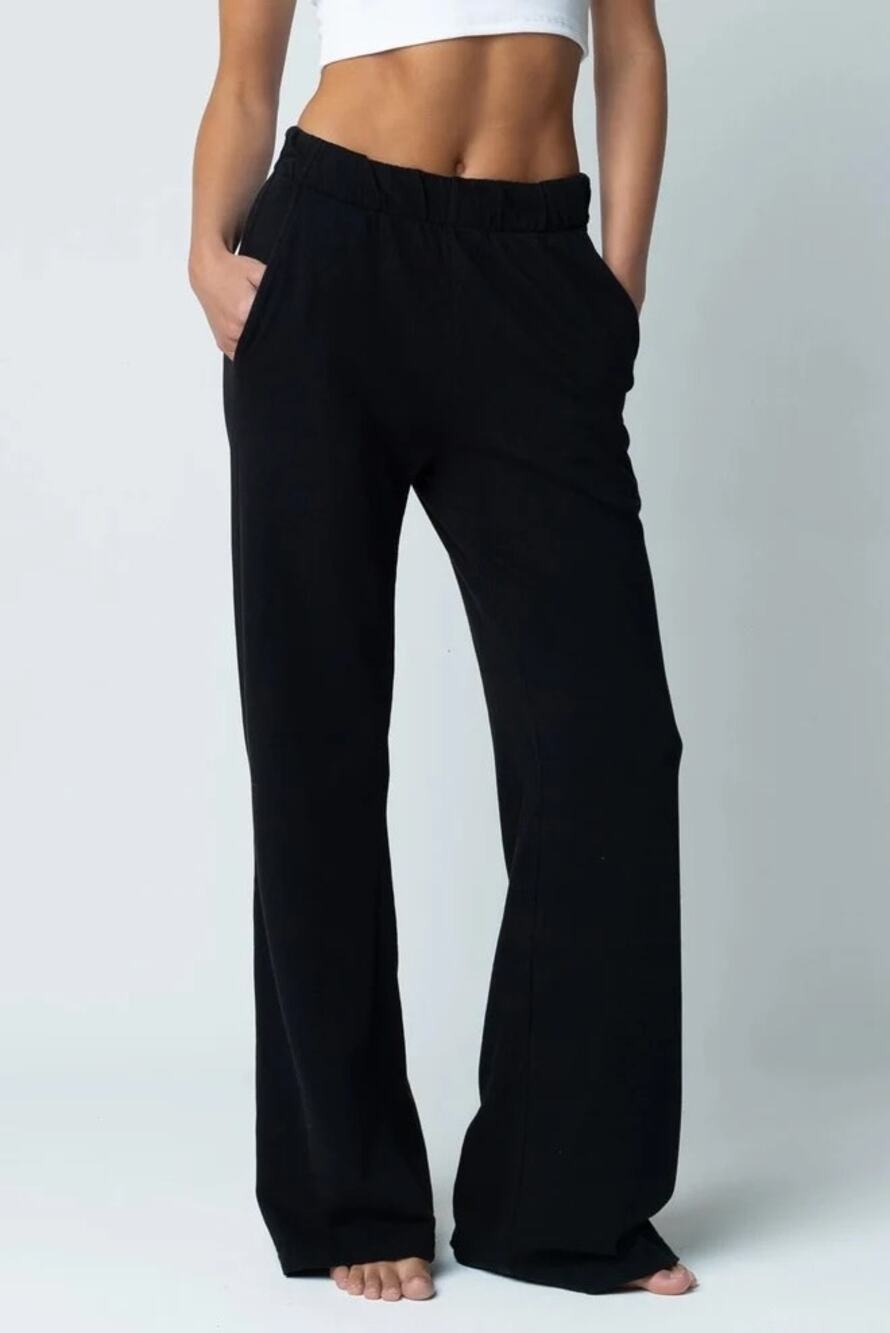 Talentless French Terry Sweatpants Lounge Pants Women's Size S Black Wide Leg